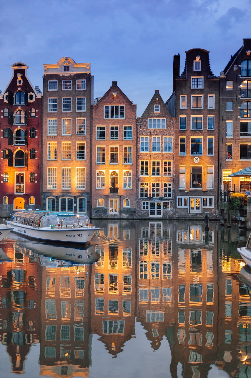 buildings, phone wallpaper, architecture, river, illuminated, reflection, mirror image, mirroring, boat, sailing, cruise, river cruise, amsterdam, nature, city, evening, night time, lights, netherlands, holland, water, sky, ship, tourism, amstelpark, amsterdam-buitenveldert, houses, aesthetic wallpaper, iphone wallpaper